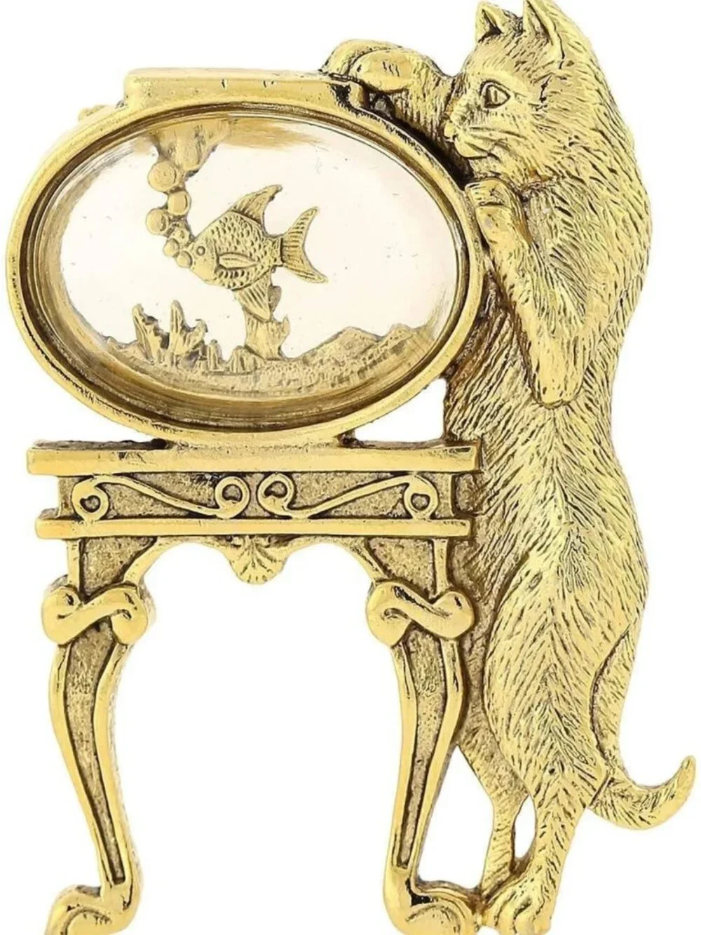 Vintage Cat & Fishbowl Brooch Pin | Unique Animal Jewelry for Dresses, Scarves
